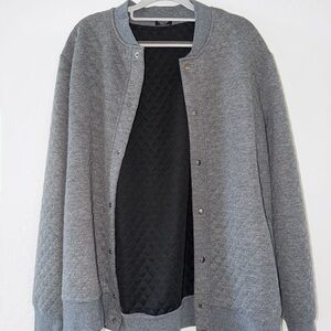 Gray Quilted Bomber Jacket
